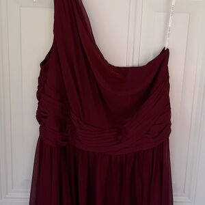 David's Bridal Size 18 One-Shoulder Wine Dress Bridesmaid Prom Or Formal